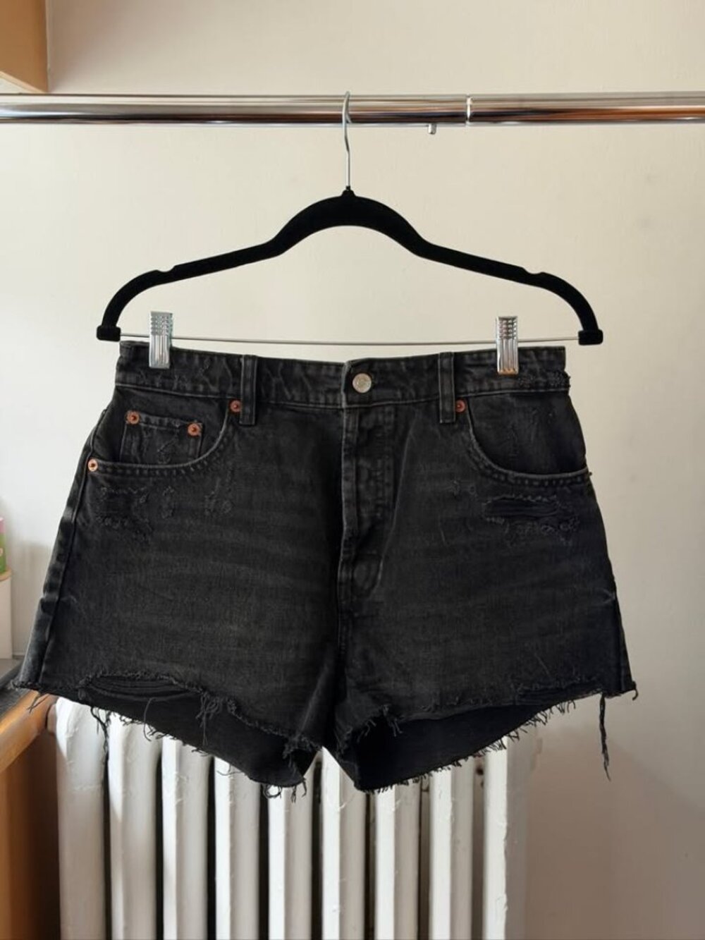Zara Perfect Black Denim Shorts